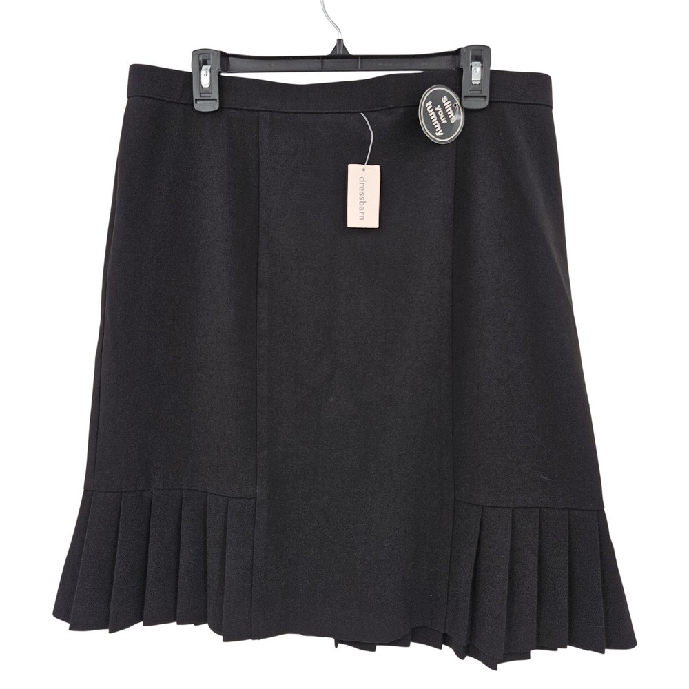 Dressbarn Skirt Women 14W Black Pleated Hem Tummy Control Career Preppy Coquette